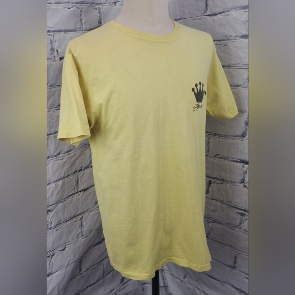 Stussy Men's T-Shirt Tee Vintage 90s Y2K Crown Yellow Broken Crown Logo Medium - Picture 9 of 10